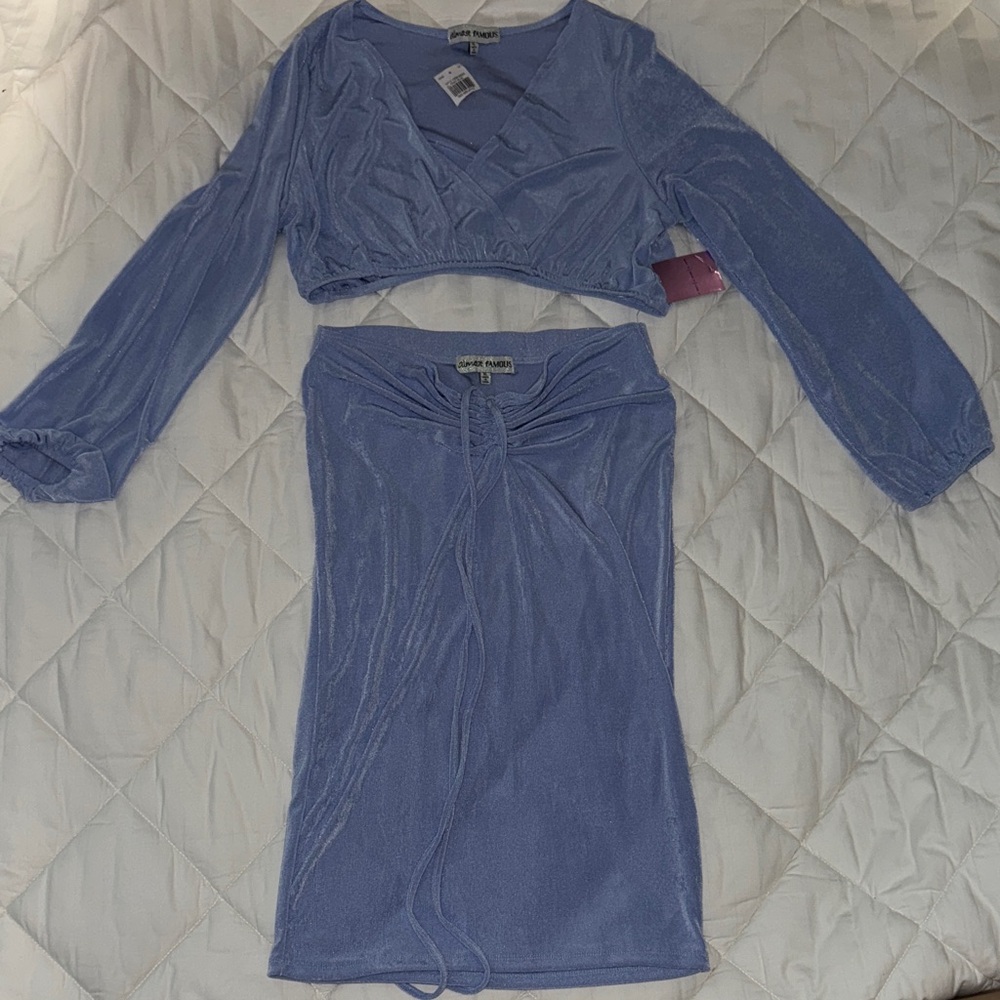Almost Famous Blue Skirt Set